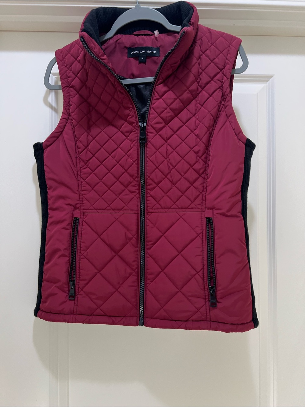 Andrew Marc Quilted Burgundy Sleeveless Vest